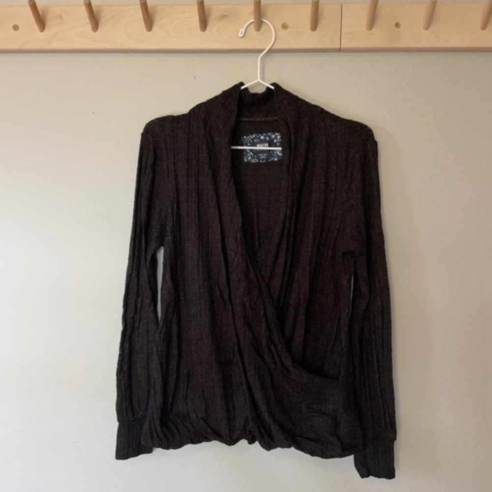 Mauve V-neck Wrap Style Light-weight Sweater